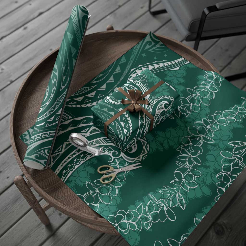 Polynesia Plumeria Lei Wrapping Paper Sage Green Curves Motif LT7 - Polynesian Pride