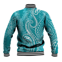 Polynesia Plumeria Lei Baseball Jacket Teal Curves Motif LT7 - Polynesian Pride