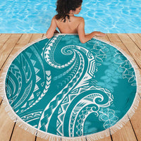 Polynesia Plumeria Lei Beach Blanket Teal Curves Motif LT7 - Polynesian Pride