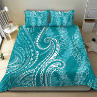 Polynesia Plumeria Lei Bedding Set Teal Curves Motif