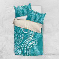 Polynesia Plumeria Lei Bedding Set Teal Curves Motif