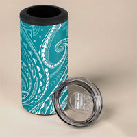 Polynesia Plumeria Lei 4 in 1 Can Cooler Tumbler Teal Curves Motif LT7 - Polynesian Pride