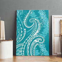 Polynesia Plumeria Lei Canvas Wall Art Teal Curves Motif LT7 - Polynesian Pride