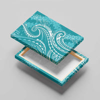 Polynesia Plumeria Lei Canvas Wall Art Teal Curves Motif LT7 - Polynesian Pride