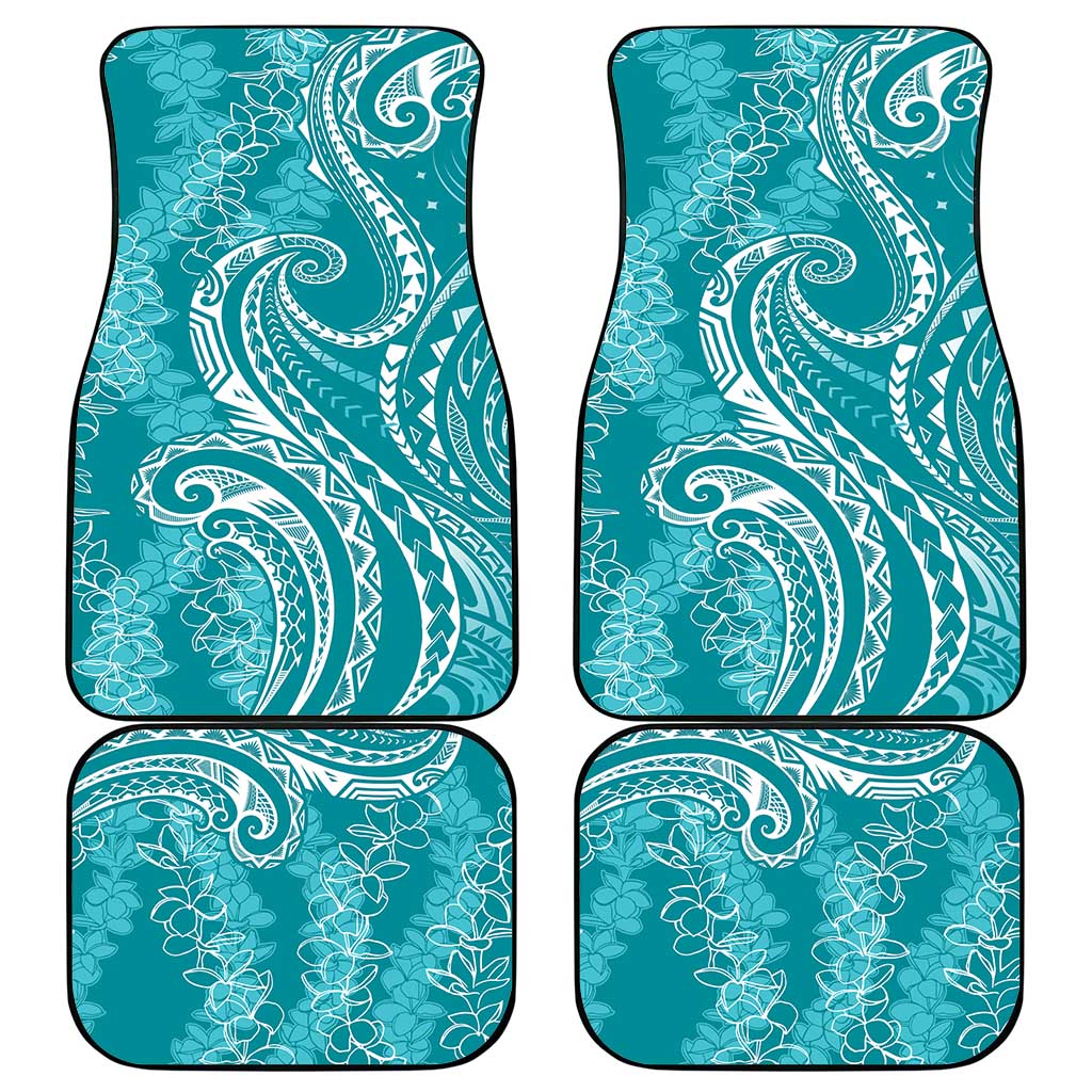 Polynesia Plumeria Lei Car Mats Teal Curves Motif LT7 - Polynesian Pride