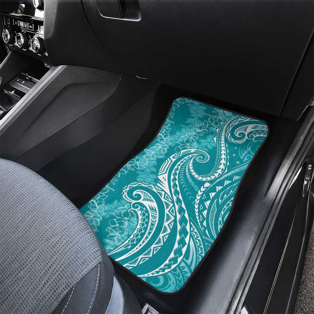 Polynesia Plumeria Lei Car Mats Teal Curves Motif LT7 - Polynesian Pride