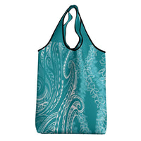 Polynesia Plumeria Lei Grocery Bag Teal Curves Motif LT7 - Polynesian Pride