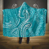 Polynesia Plumeria Lei Hooded Blanket Teal Curves Motif LT7 - Polynesian Pride