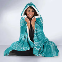 Polynesia Plumeria Lei Hooded Blanket Teal Curves Motif LT7 - Polynesian Pride
