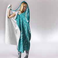 Polynesia Plumeria Lei Hooded Blanket Teal Curves Motif LT7 - Polynesian Pride