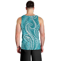 Polynesia Plumeria Lei Men Tank Top Teal Curves Motif LT7 - Polynesian Pride