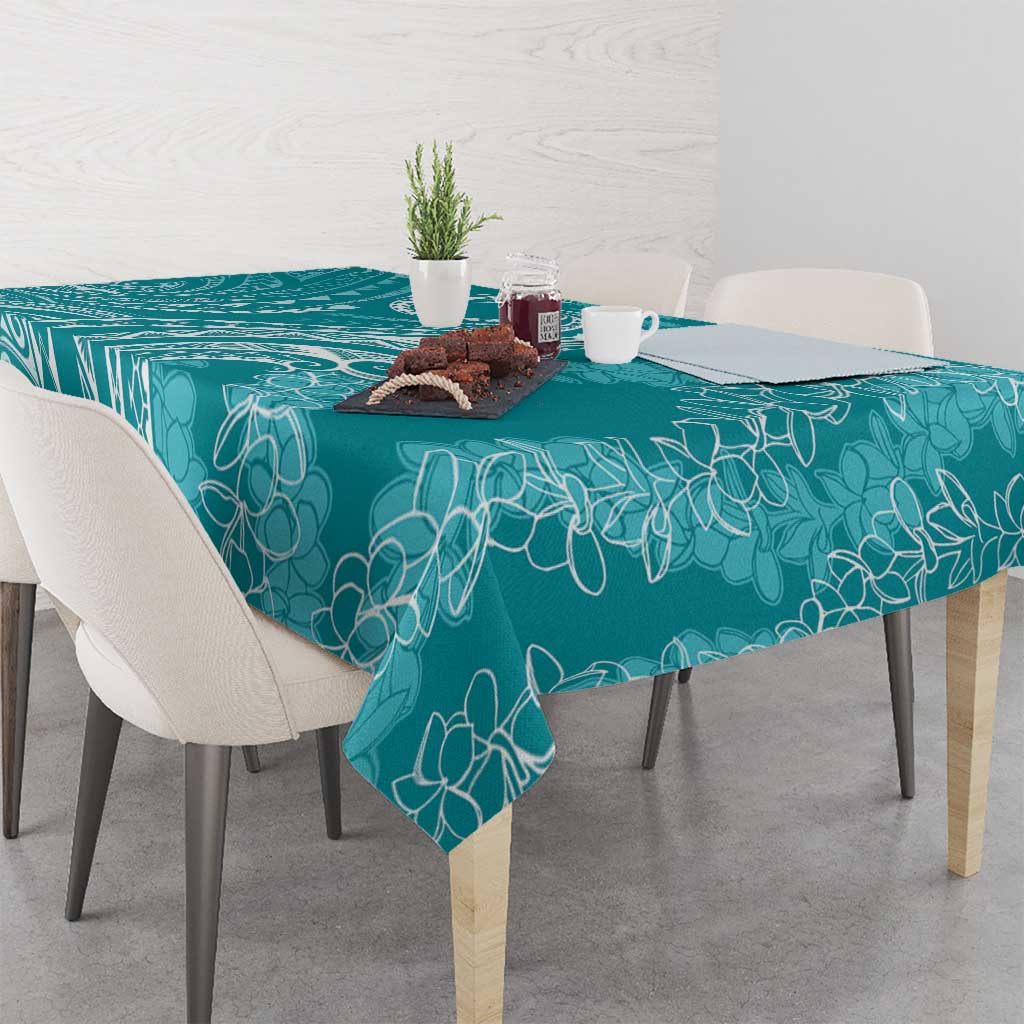 Polynesia Plumeria Lei Tablecloth Teal Curves Motif LT7 - Polynesian Pride