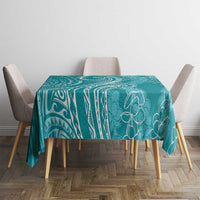 Polynesia Plumeria Lei Tablecloth Teal Curves Motif LT7 - Polynesian Pride