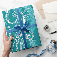 Polynesia Plumeria Lei Wrapping Paper Teal Curves Motif LT7 - Polynesian Pride