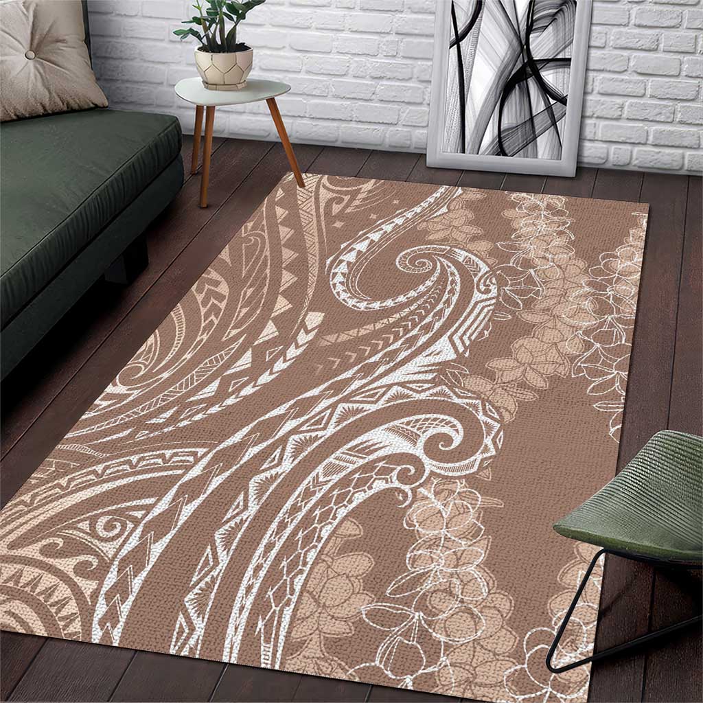Polynesia Plumeria Lei Area Rug Beige Curves Motif