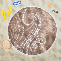 Polynesia Plumeria Lei Beach Blanket Beige Curves Motif LT7 One Size 150cm Beige - Polynesian Pride