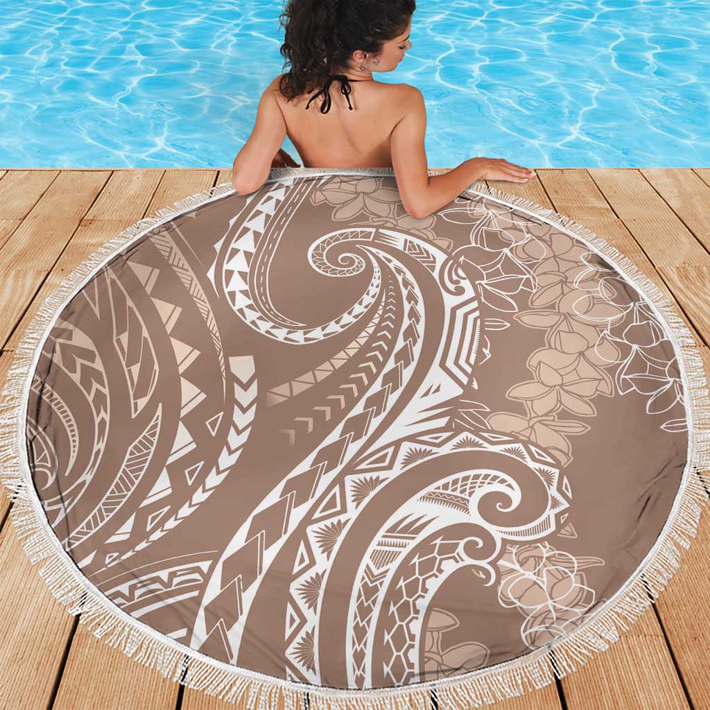 Polynesia Plumeria Lei Beach Blanket Beige Curves Motif LT7 - Polynesian Pride