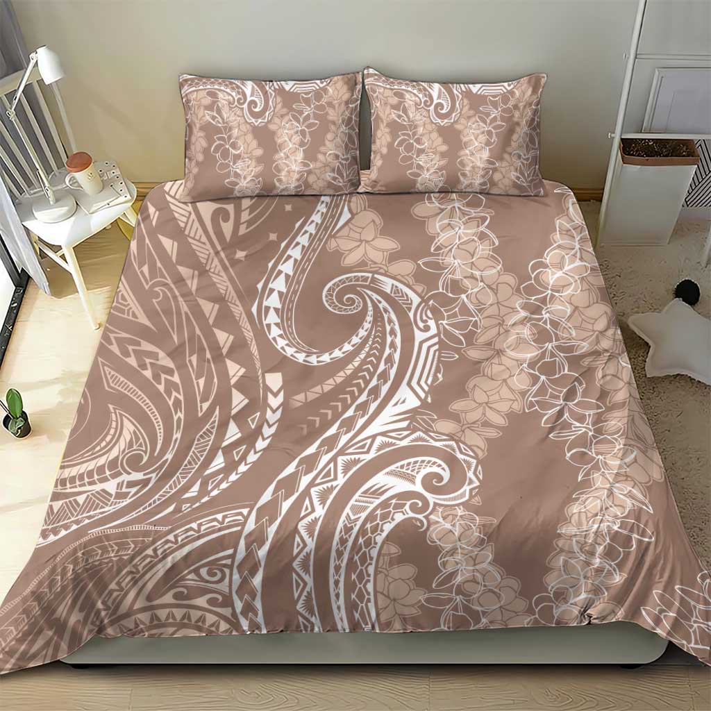 Polynesia Plumeria Lei Bedding Set Beige Curves Motif