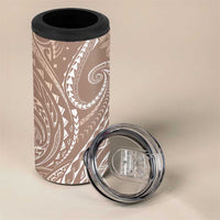 Polynesia Plumeria Lei 4 in 1 Can Cooler Tumbler Beige Curves Motif LT7 - Polynesian Pride