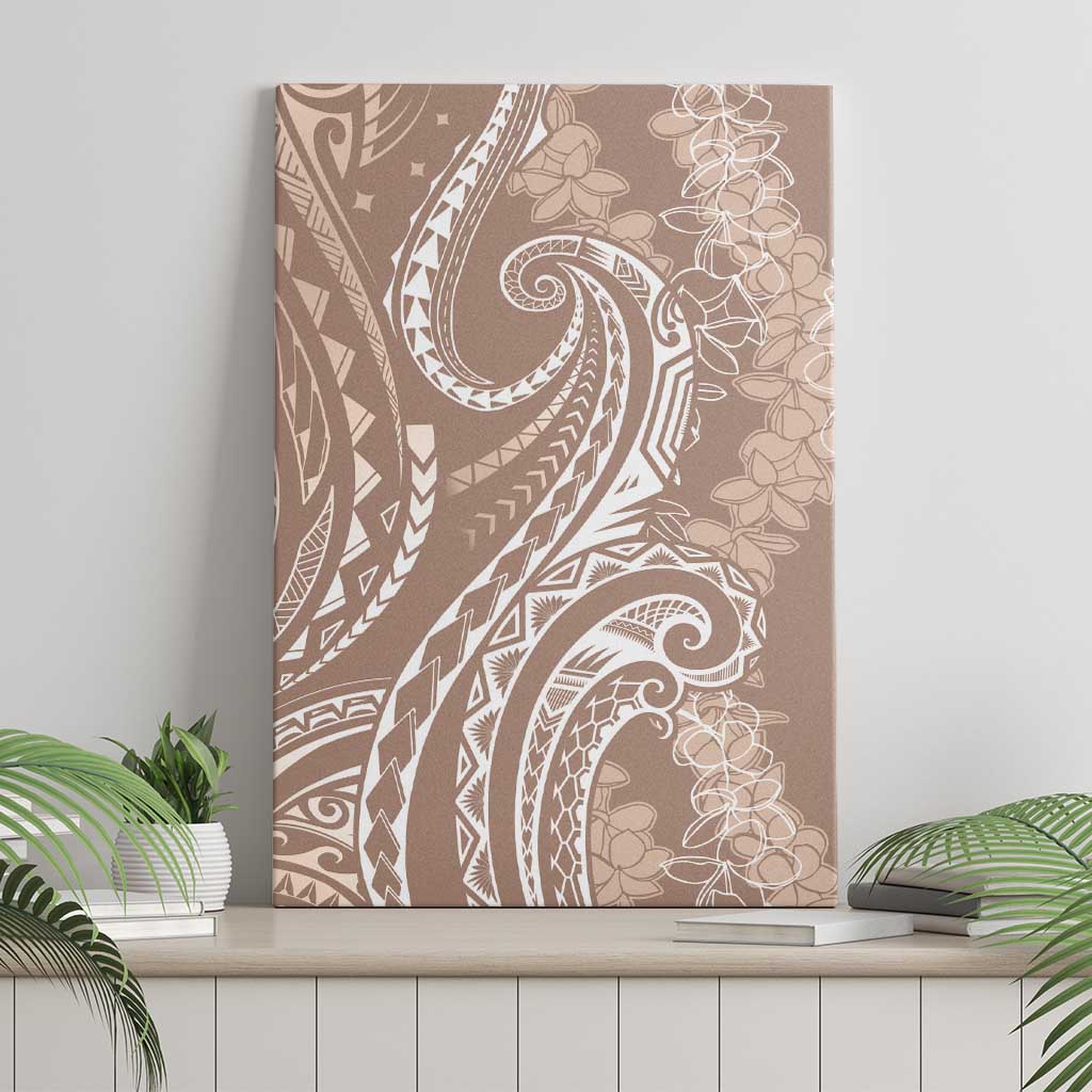 Polynesia Plumeria Lei Canvas Wall Art Beige Curves Motif LT7 - Polynesian Pride