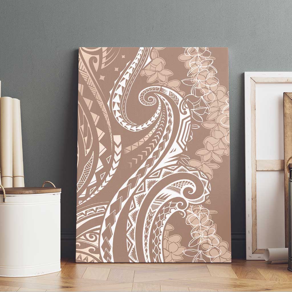 Polynesia Plumeria Lei Canvas Wall Art Beige Curves Motif LT7 - Polynesian Pride