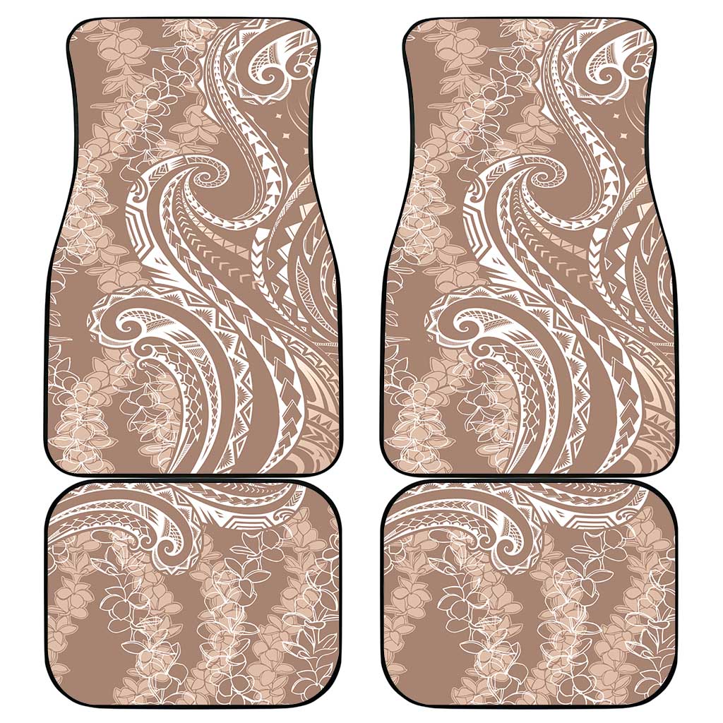 Polynesia Plumeria Lei Car Mats Beige Curves Motif LT7 - Polynesian Pride
