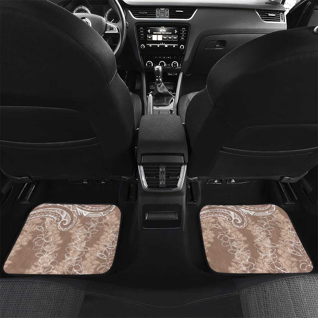 Polynesia Plumeria Lei Car Mats Beige Curves Motif LT7 Set 2pcs - Back Beige - Polynesian Pride