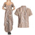 Polynesia Plumeria Lei Couples Matching Summer Maxi Dress and Hawaiian Shirt Beige Curves Motif