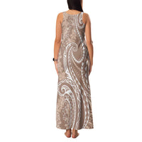 Polynesia Plumeria Lei Family Matching Tank Maxi Dress and Hawaiian Shirt Beige Curves Motif