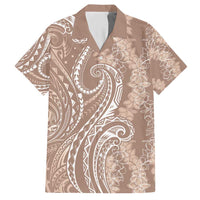 Polynesia Plumeria Lei Hawaiian Shirt Beige Curves Motif LT7 Beige - Polynesian Pride