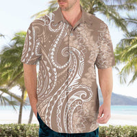 Polynesia Plumeria Lei Hawaiian Shirt Beige Curves Motif LT7 - Polynesian Pride