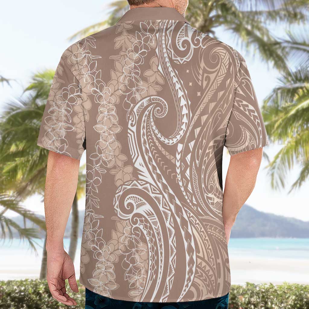 Polynesia Plumeria Lei Hawaiian Shirt Beige Curves Motif LT7 - Polynesian Pride