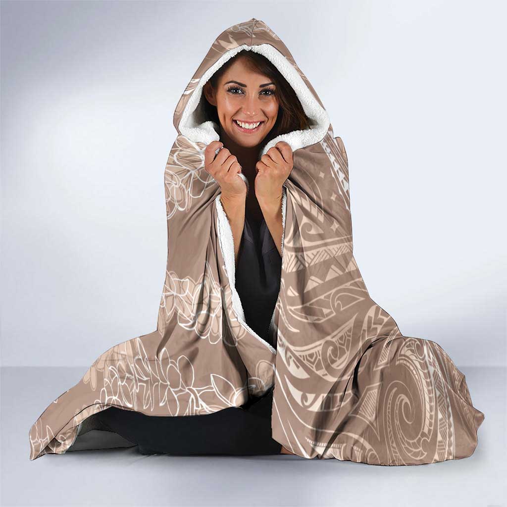 Polynesia Plumeria Lei Hooded Blanket Beige Curves Motif LT7 - Polynesian Pride