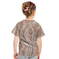 Polynesia Plumeria Lei Kid T Shirt Beige Curves Motif