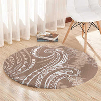 Polynesia Plumeria Lei Round Carpet Beige Curves Motif