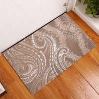 Polynesia Plumeria Lei Rubber Doormat Beige Curves Motif LT7 - Polynesian Pride