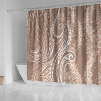 Polynesia Plumeria Lei Shower Curtain Beige Curves Motif