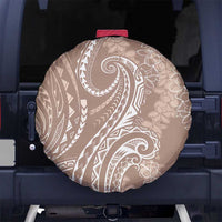 Polynesia Plumeria Lei Spare Tire Cover Beige Curves Motif