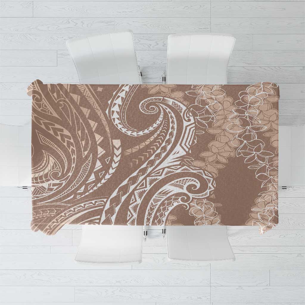 Polynesia Plumeria Lei Tablecloth Beige Curves Motif LT7 Beige - Polynesian Pride