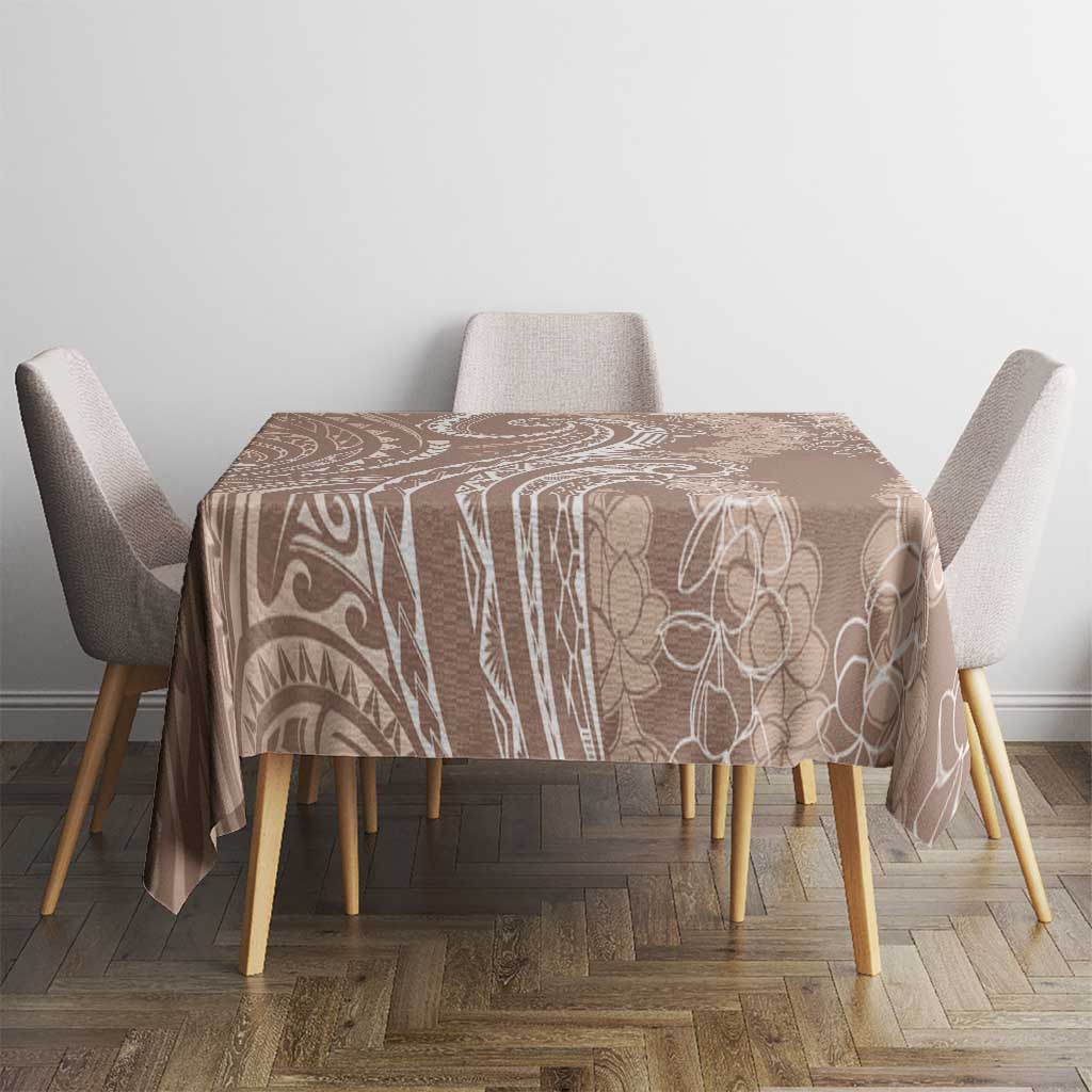 Polynesia Plumeria Lei Tablecloth Beige Curves Motif LT7 - Polynesian Pride