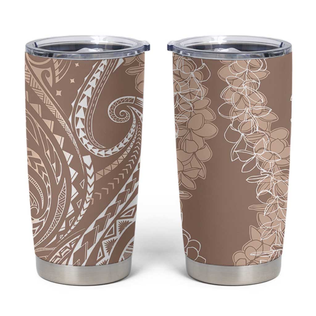 Polynesia Plumeria Lei Tumbler Cup Beige Curves Motif