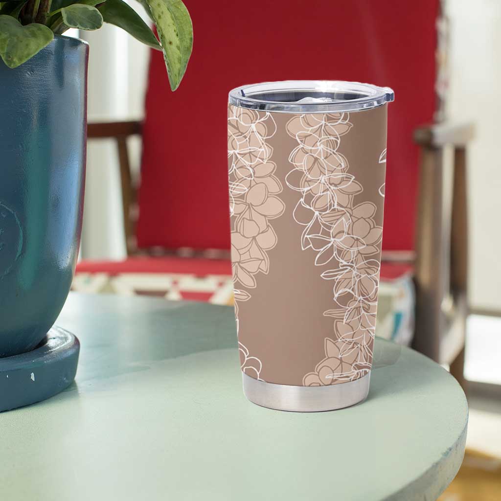 Polynesia Plumeria Lei Tumbler Cup Beige Curves Motif