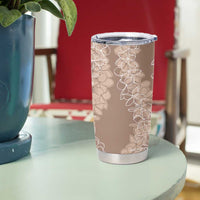 Polynesia Plumeria Lei Tumbler Cup Beige Curves Motif