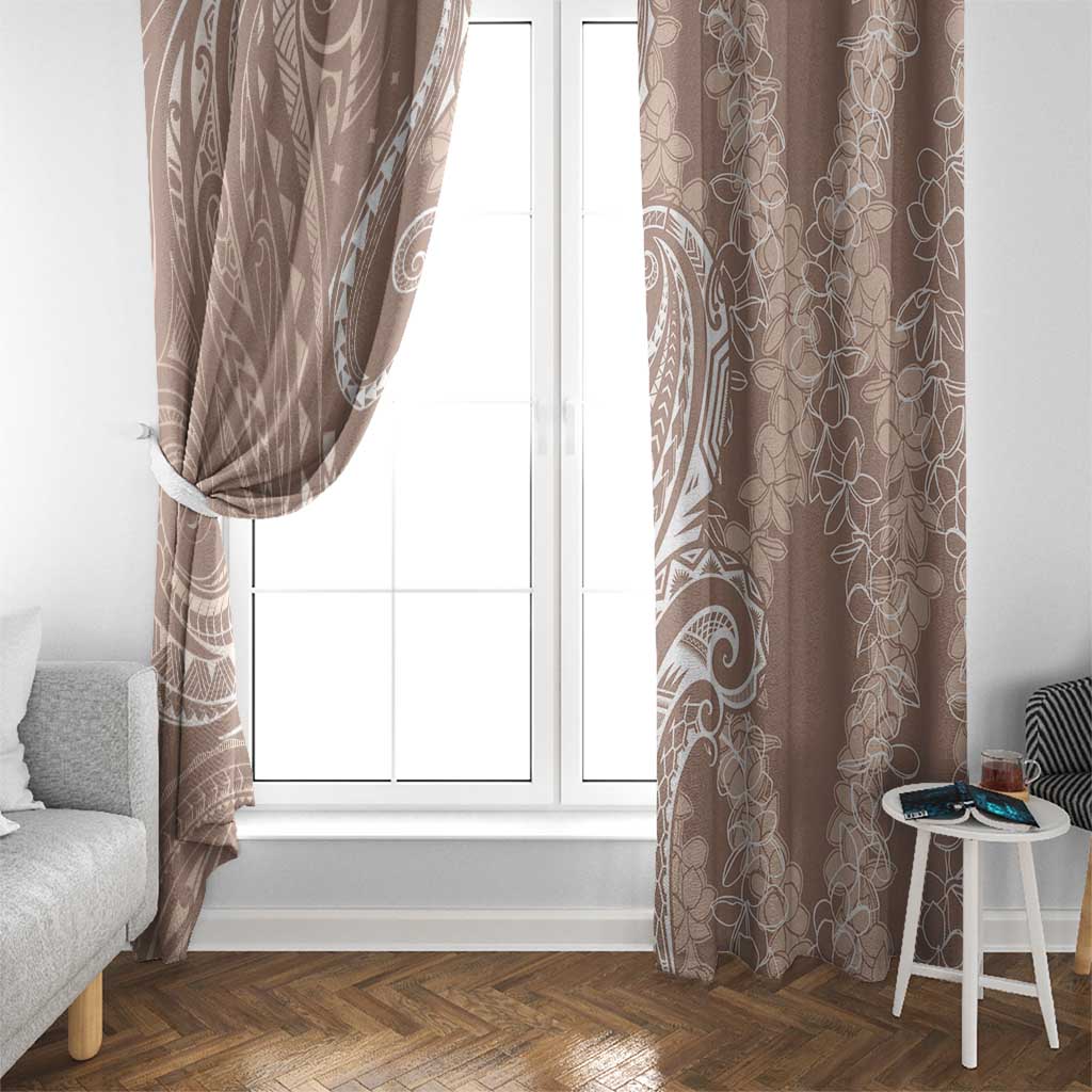 Polynesia Plumeria Lei Window Curtain Beige Curves Motif