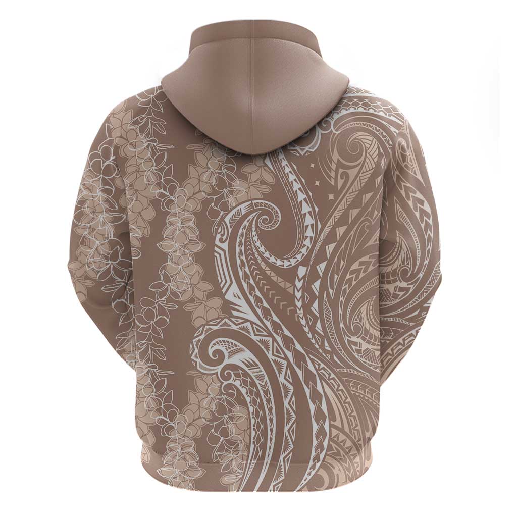 Polynesia Plumeria Lei Zip Hoodie Beige Curves Motif