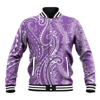 Polynesia Plumeria Lei Baseball Jacket Periwinkle Curves Motif LT7 Unisex Periwinkle - Polynesian Pride