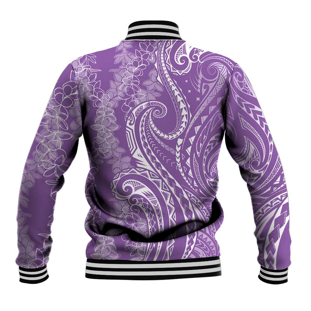 Polynesia Plumeria Lei Baseball Jacket Periwinkle Curves Motif LT7 - Polynesian Pride