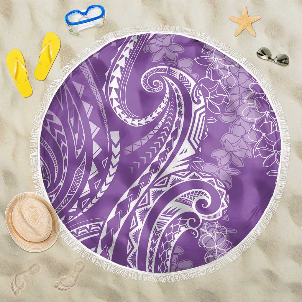 Polynesia Plumeria Lei Beach Blanket Periwinkle Curves Motif LT7 One Size 150cm Periwinkle - Polynesian Pride