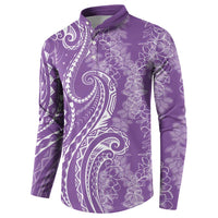 Polynesia Plumeria Lei Button Sweatshirt Periwinkle Curves Motif LT7 - Polynesian Pride