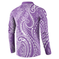 Polynesia Plumeria Lei Button Sweatshirt Periwinkle Curves Motif LT7 - Polynesian Pride